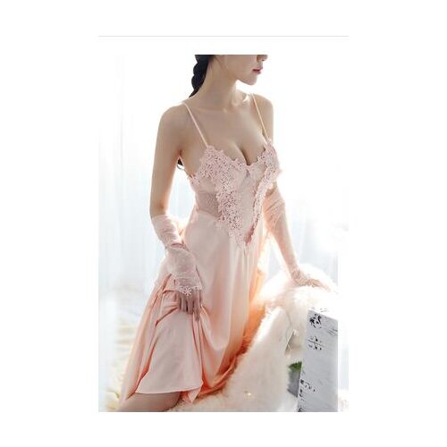 Sexy sexy pajamas women 2021 spring and autumn ice silk sling nightdress extra long lace temptation nightgown pajamas set