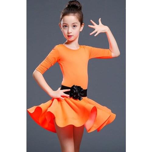 Children and adult Latin Dance dress Girl Middle Sleeve latin dance Practice Costume Flat Pants Separated Black Belt Suit JQ-289