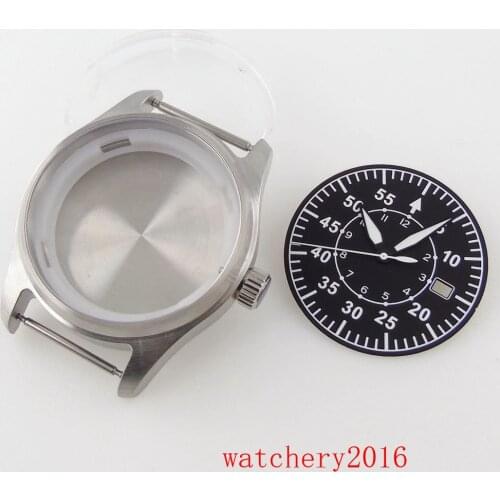 Fit NH35A NH36A Brushed 39MM Brushed 200 Waterproof Diving Watch Case Luminous Black Dial Hand Set
