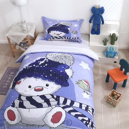 Cartoon Little Snow Bear Pattern Childrens Room Duvet Cover (including Pillowcase) Single/double/queen 2/3PS Boys And Girls