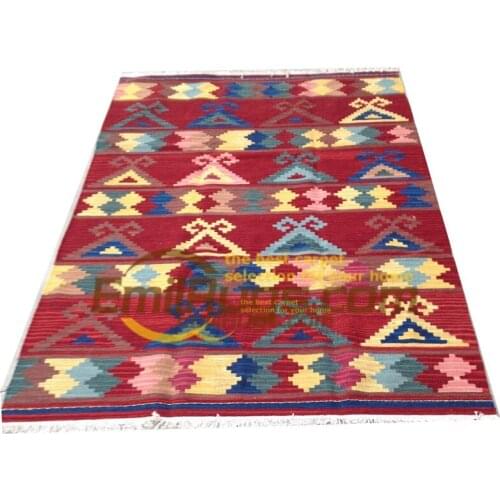 Hand Woven Kilim Carpet Handwoven Wool Carpets Carpets For Living Room Pattern Geometric Rug Carpet Bohemian Natural Sheep Wool