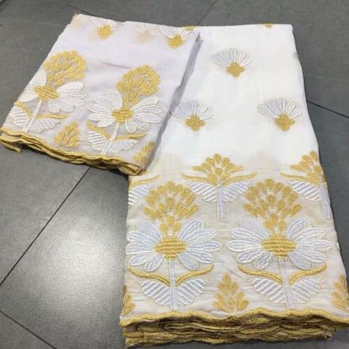 7 yard Swiss lace fabric latest heavy beaded embroidery African 100% cotton fabrics Swiss voile lace popular Dubai style AM47721