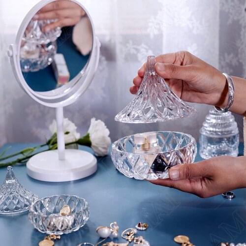 Glass with Lid Storage Jar Snack Candy Crystal Jars Dressing Table Jewelry Organizer Tank Desktop Tea Caddy Home Storage Modern