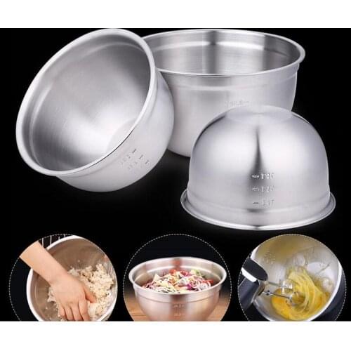 Salad Plates 304 Stainless Steel With Scale Eggbeater bowls Non-slip baking seasoning pot can Heatable on Induction cooker