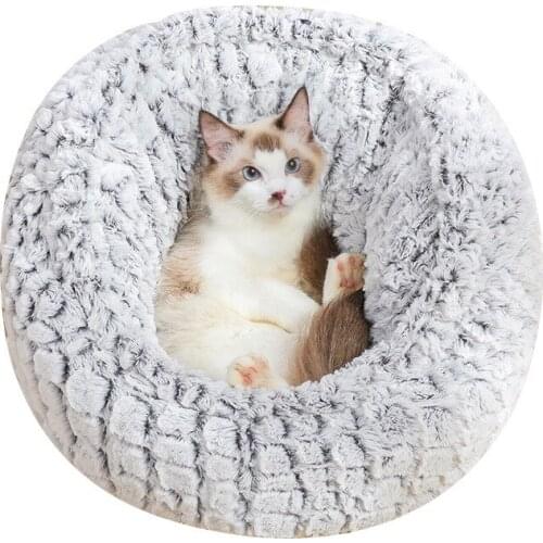 Warm Fleece Pet Bed Round Pet Lounger Cushion Cute Dog Cat Mat House Soft Breathable Pet Nest Winter Sleeping Bed Puppy Mat