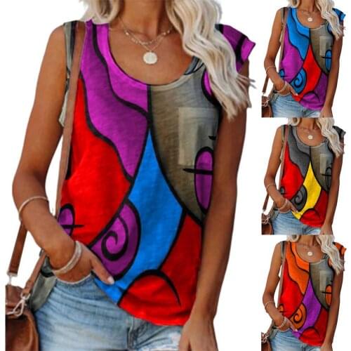 Summer Casual Womens Tops Sleeveless Color Matching Fashion Top Street Hip-hop Trend Tanks Tops Vests Daily топик