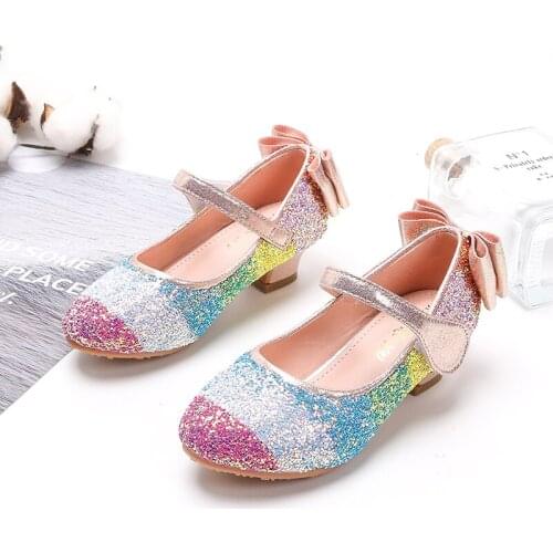 Girls Shoes for Party Children Sandals Princess shoe For kids Leather Glitter Girl High Heel Sandal Mixed Color SJD038