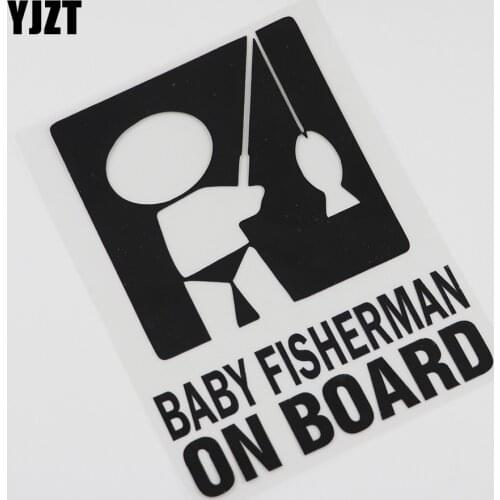 YJZT 12.8CM*16.8CM Car Sticker Baby Fisherman on Board Car Truck Vinyl Decal 13C-0045