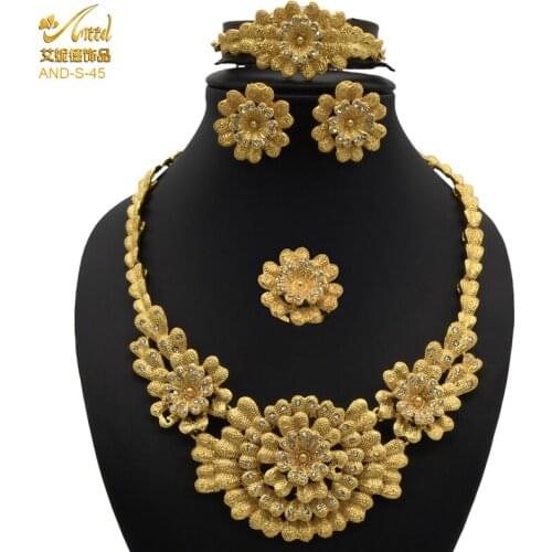 Jewelry Sets Jewery Wedding Necklace Rings Set Accessories Luxury Womens Jewelry Ethiopian Gold Set Earrings And Pendant Dubai