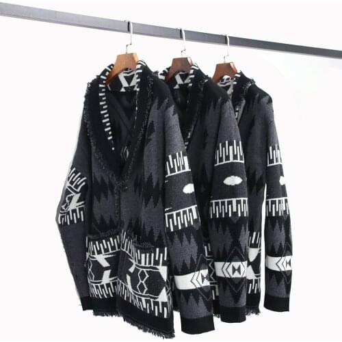 2021 Spring Luxury Women High Quality Tassel Cardigans Men Jacquard Fashion Sweater Coat For Female