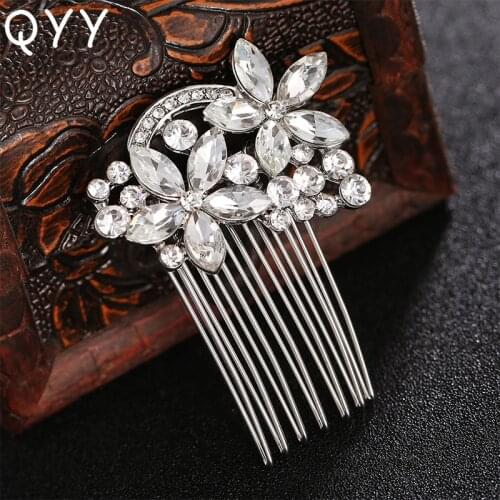 QYY Fashion Bridal Headpieces Wedding Hair Accessories Rhinestone Crystal Small Hair Pins Clips for Bride