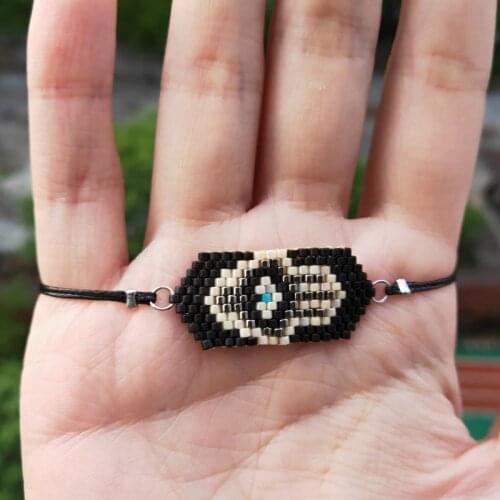 FAIRYWOO Miyuki Beads Gothic Bangles Figure Turkey Evil Eye Bracelet Adjustable Heart Wholesale Charms Woman Hot Fashion Jewelry
