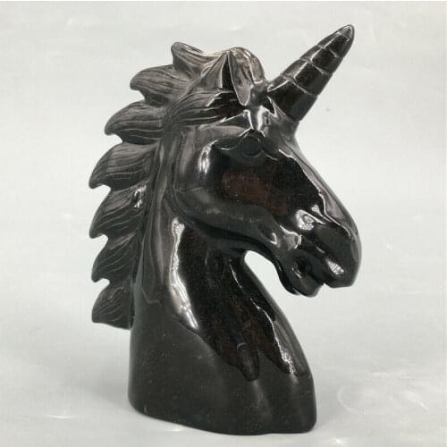 1PC natural obsidian hand-carved quartz crystal unicorn healing