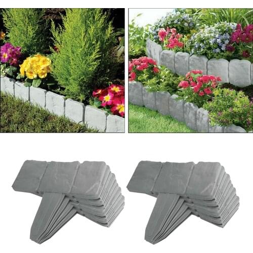 10pcs Dark Grey Plant Garden Border Decorative Stone-Style Grass Enclosure