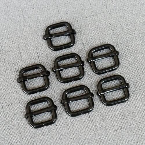 100 Pieces 15mm Black Metal Slides Roller For Handbag Backpack Bag Dog Collar DIY Accessories Buckles Strap Slider 15LXK-h