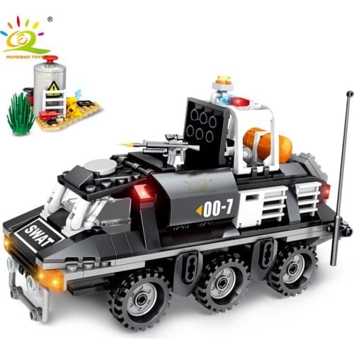 368pcs Creative Building Blocks City Ambulance Armored Vehicles Swat Police Figures Bricks Educational Toys Boy