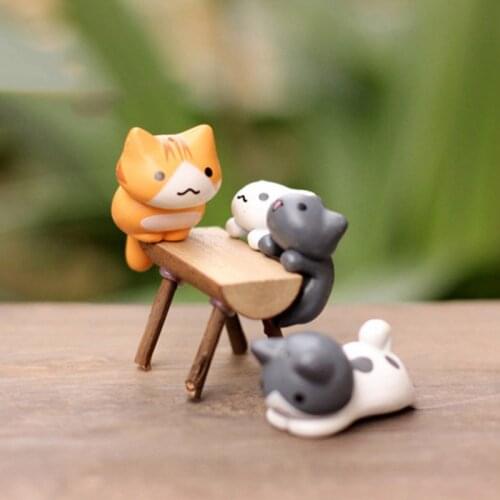 6 Pcs-set Kitten Figurines Cartoon Cat Miniature Figurine Dollhouse Garden DIY Ornament Decoration Crafts Micro Landscape