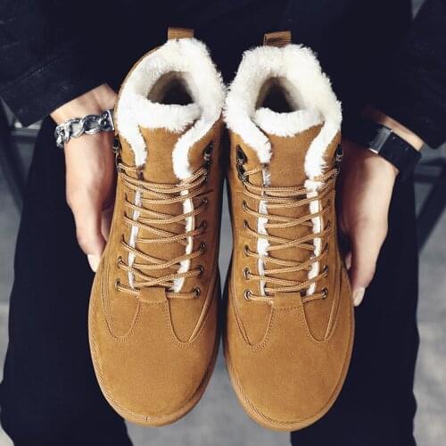 9-44Leather Snow Boots Mens short-tube boots Mens cotton shoes Plush Velvet thick snow shoes winter keep warm