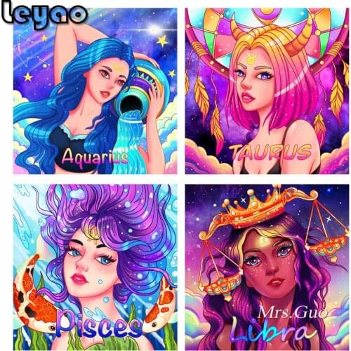 5D DIY Diamond Painting Pretty anime girl Constellation Art Mosaic Zodiac Full Diamond Embroidery Cross Stitch Mosaic Star Signs