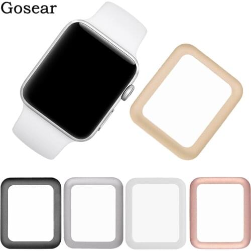 Gosear Aluminum Bumper Case Cover Tempered Glass Screen Protective Film for Apple Watch iWatch i Wach iWach Series 1 2 3 38/42mm