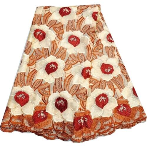 Big heavy beige African lace fabric with stones High quality swiss voile lace embroidered for Senegal wedding big occasion 0189A