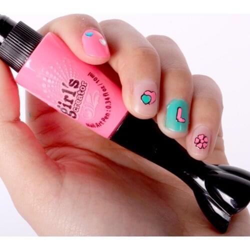 Kids DIY Nail Art Non-toxic Pen Set Makeup Toy Nail Polish Set 3D Decoration