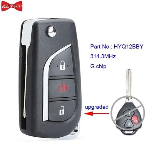 KEYECU for Toyota 4-Runner Rav4 Yaris Modified Remote Car Key Fob 3 Button 314.3MHz G Chip HYQ12BBY