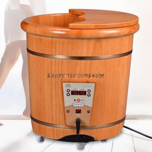 Boiling Chinese Medicine Soaking Bucket Electric Heating Massage Foot Washing Wooden Basin Wooden Household Leg Foot Bath Thermo