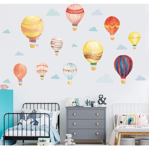 Colourful Hot Air Balloons Wall Stickers For Store Office Home Decoration Pvc Mural Art Diy Birthday Party Wall Decals