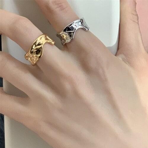 Brass Lava Open Rings Women Jewelry Chic Punk Gothic Boho Hiphop Runway Party Designer Japan Korea Fashion