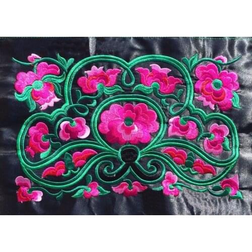 Miao stitch crochet satin fabric embroidery patch dress shoes bag applique trim ethnic tribal nepal thai india boho DIY gypsy
