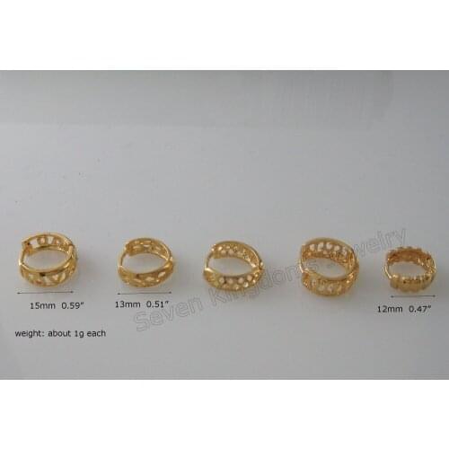 MIN ORDER 10$ CAN MIX DESIGN 5 STYLES AVAILABLE - YELLOW GOLD GP FILLED BRASS OVERLAY SMALL HOOP EARRING/GREAT GIFT