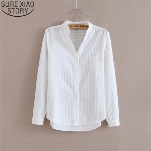 Fashion office white blouse women shirts long sleeve Cotton blouse Shirt High Quality Women Blouses Casual Ladies Tops 1715 50