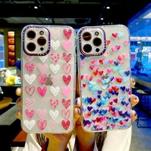 Cute Love Heart Soft Phone Case For Samsung A72 A52 A32 A42 A12 A70 A91 A81 A71 A51 M51 A50 A21S A30 A20 A02 S M02 Color Cover