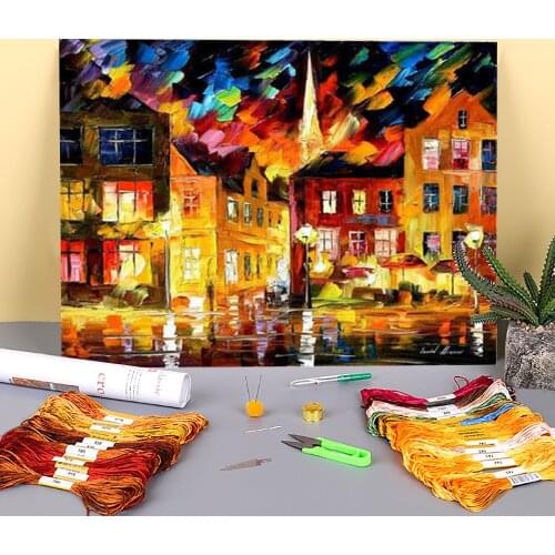 Oil Style Germany Pre-Printed 11CT Cross Stitch DIY Embroidery Kit DMC Threads Sewing Needlework Hobby Needle