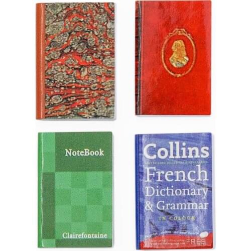 Odoria 1:12 Miniature 4pcs Study Books Set Mini Book Model Living Room Bedroom Home Dollhouse Accessories Doll House Decoration