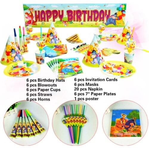 Quality Winnie bear tiger Kids Birthday Party Decoration Set Party Supplies Baby Birthday Party Pack event party supplies