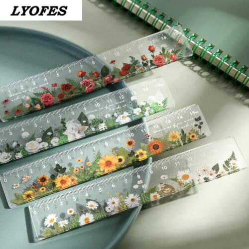 Transparent acrylic ruler girl net red multi function creative hand account ruler cartoon student stationery cute stationary