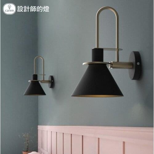 Modern minimalist living room lamp Nordic aisle stairs bedroom bedside Macarons horn wall lamp