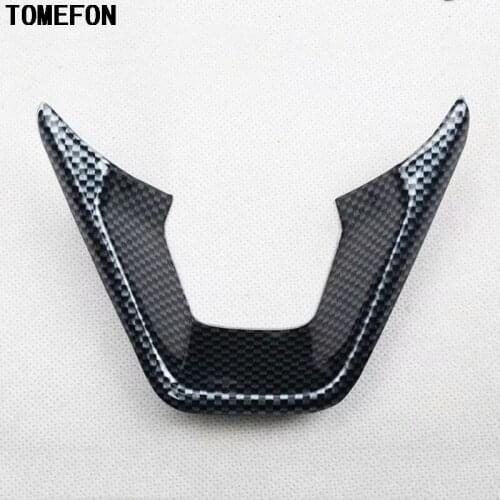 TOMEFON For Ford Mondeo 2013 to 2017 ABS Carbon Fiber Wood Color Car Front Driver Steering Wheel Trim Cover Interior Decoration