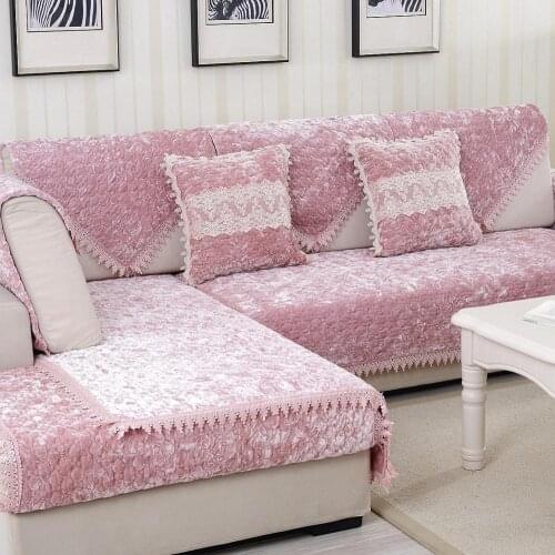 Sofa Thicken Plush Sofa Cover Cases Sectional Sofa Couch Cover Pet Dog Kids Mat Sofa Cover Furniture Protector Placemats Pad Dec