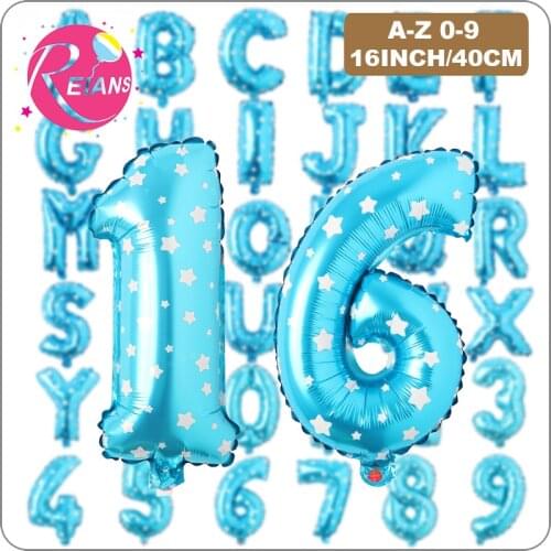 16 Inch Blue Alphabet number Letters Foil Balloon Happy Birthday Balloons Letter banner Birthday Party Decorations Kids Balloon