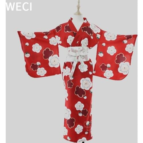 WECI Womens Kimono Silk Robe Tree Long Dress Female Japanese Lingerie Sexy Uniform Cosplay Costumes Nun Retro Bathrobe Deep V