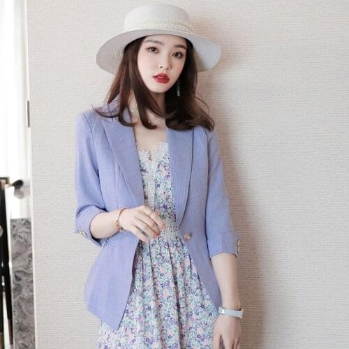 Novelty Purple Ladies OL Styles Blazers Jackets Coat Women Office Half Sleeve Business Blazer Professional Outwear Blaser Tops