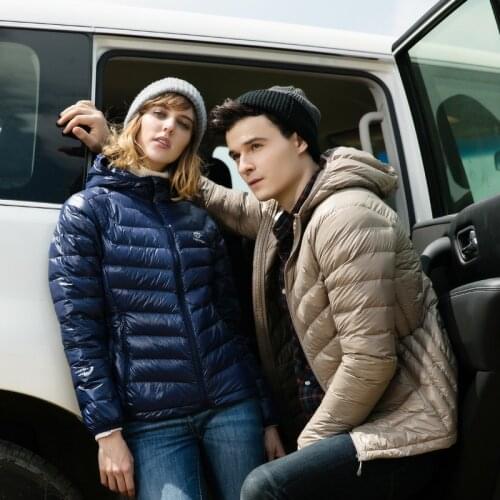 Winter men women Slim White duck down jacket Casual Solid color Hooded coat ultra-light waterproof windproof warm zipper outwear