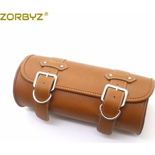 ZORBYZ Motorcycle Yellow Faux Leather Saddlebag Saddle Tool Storage Side Bag For Harley Honda Universal