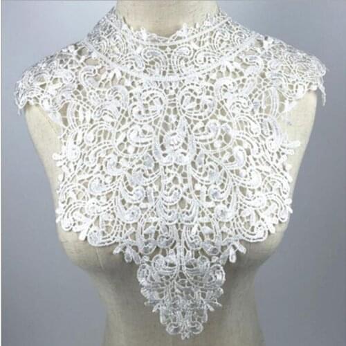 1 PC Exquisite Embroidery Venise Neckline Lace Large Lace Collar Costume Dress Fine Applique Motif Dress Trim trimming