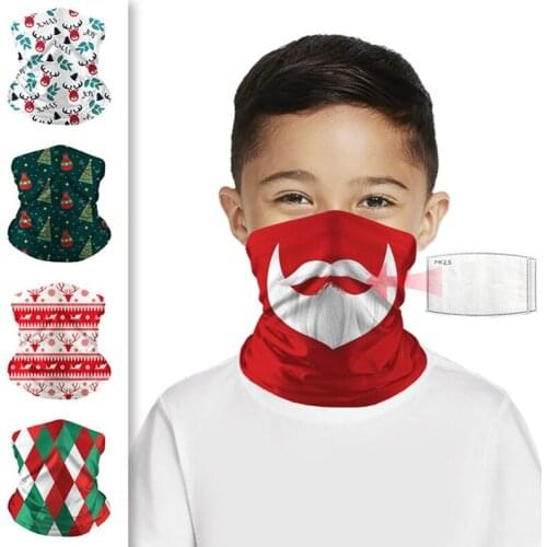1Pc Kids Christmas Design Neck Scarf Bandana Headband Balaclava Windproof Scarf For Skiing Gaiter Hiking Cycling