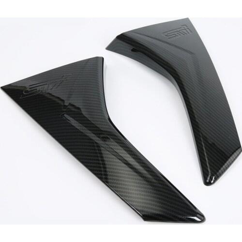 2Pcs/set Car Carbon Fibre Black and ABS Bright Silver Rear Window Decorative Cover for Subaru XV Crosstrek 2018 Auto Accessories