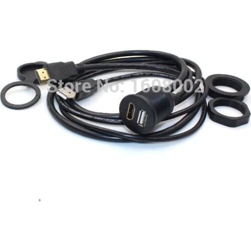 30pcs x HDMI and USB AUX Extension Panel Flush Mount 1 Meter Cable for Car Bike Boat